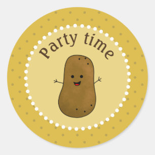 Sticker Rond Temps de fête de la pomme de terre heureuse