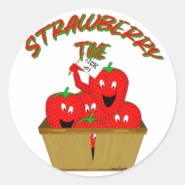 Sticker Rond Temps de la fraise ! (Devant)