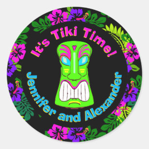 Sticker Rond Temps de Tiki de douche de couples