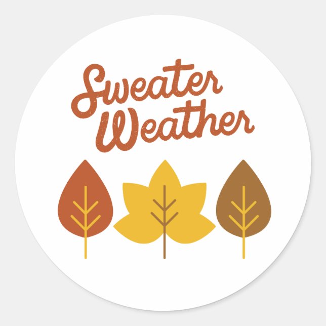 Sticker Rond Temps du Pull Feuilles Vintage (Devant)