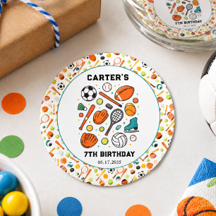Sticker Rond Temps forts d'un jeu de sport pour un anniversaire