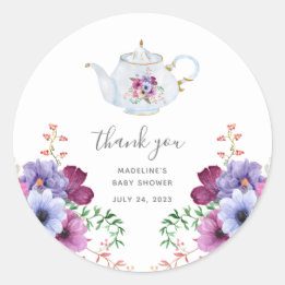 Sticker Rond Temps Pour Thé Vintage Merci Baby shower