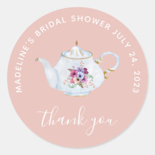 Sticker Rond Temps Pour Thé Vintage Merci Fête des mariées