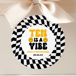 Sticker Rond Ten Is A Vibe Rétro Dixième 10ème Anniversaire