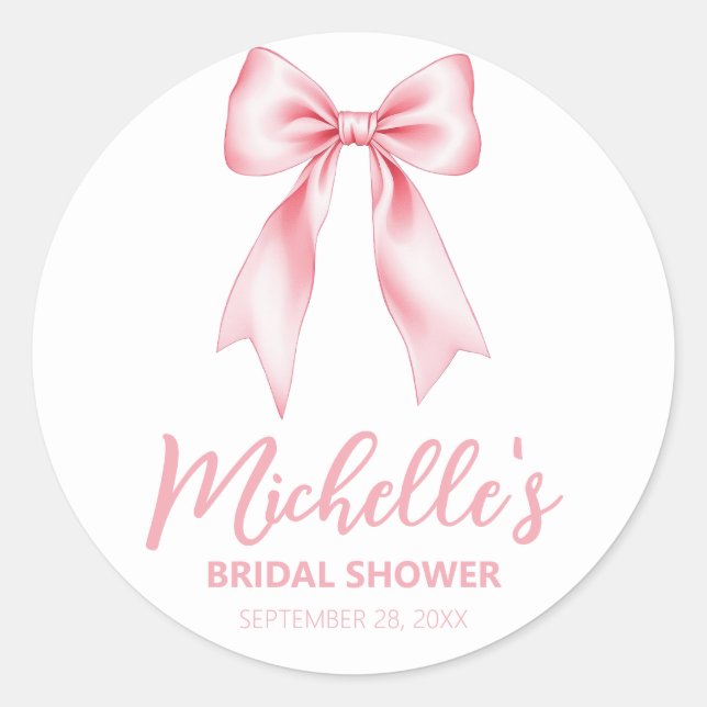 Sticker Rond Tendance aquarelle rose nœud coquette douche de ma (Devant)