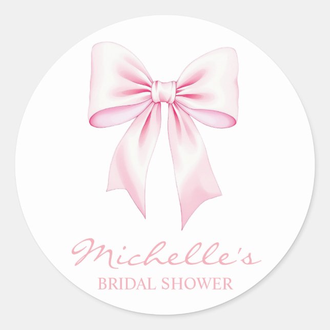 Sticker Rond Tendance aquarelle rose nœud coquette douche de ma (Devant)