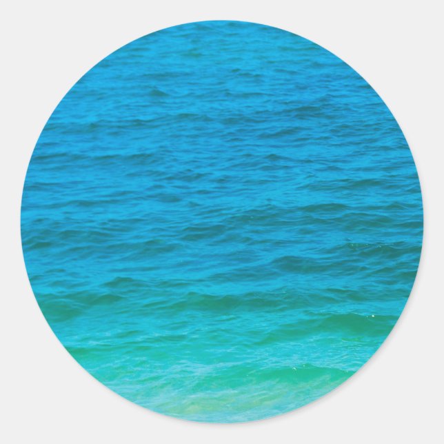 Sticker Rond Tendance Blue Green Sea Waves Elegant Blank Modèle (Devant)