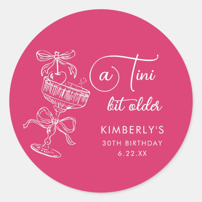 Sticker Rond Tendance Cocktail Un Peu Plus Âgé 30e Anniversaire (Devant)