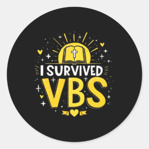 Sticker Rond Tendance J'ai Survécu Vbs École Biblique De Vacanc