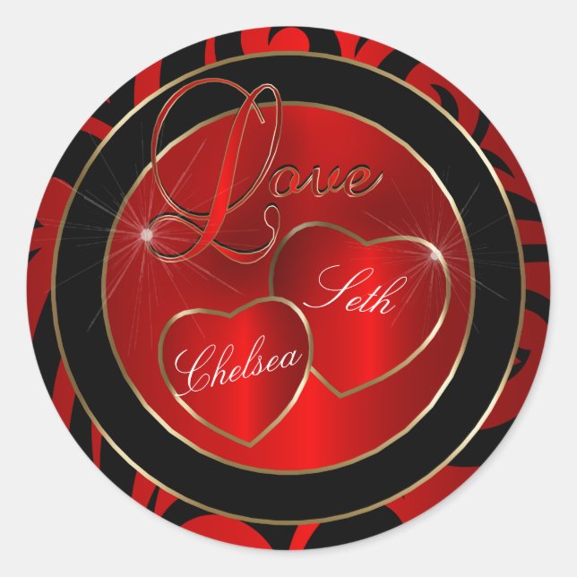 Sticker Rond tendance moderne Lovein Rouge | Personnaliser (Devant)