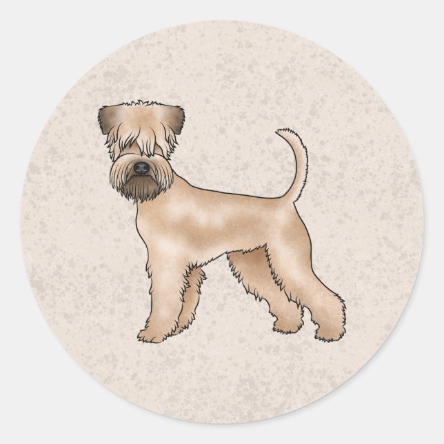 Sticker Rond Tender Irish Soft-Coated Wheaten Terrier Beige (Devant)