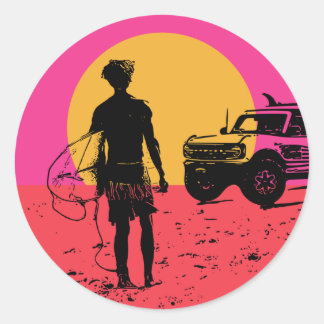 Sticker Rond Tenez vos chevaux surfer autour