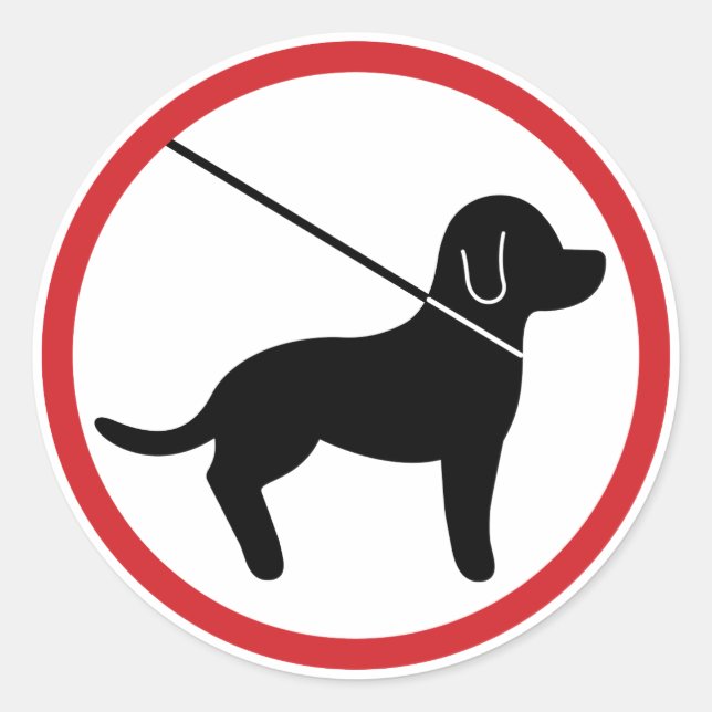 Sticker Rond Tenir les animaux de compagnie en laisse (Devant)