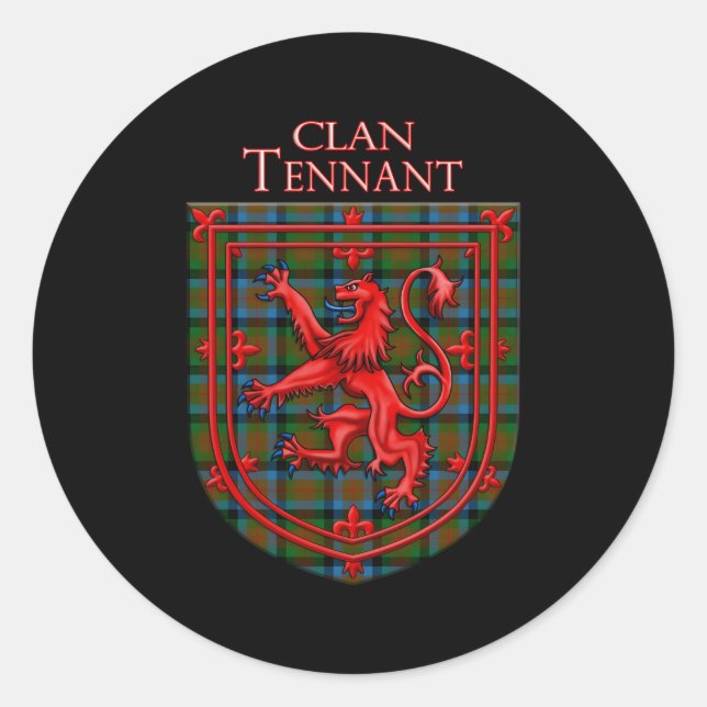 Sticker Rond Tennant Tan Scottish Plaid Lion Rampant (Devant)