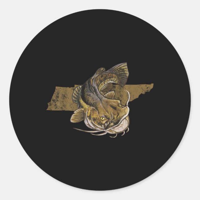 Sticker Rond Tennessee Catfish Pêche Catfish (Devant)