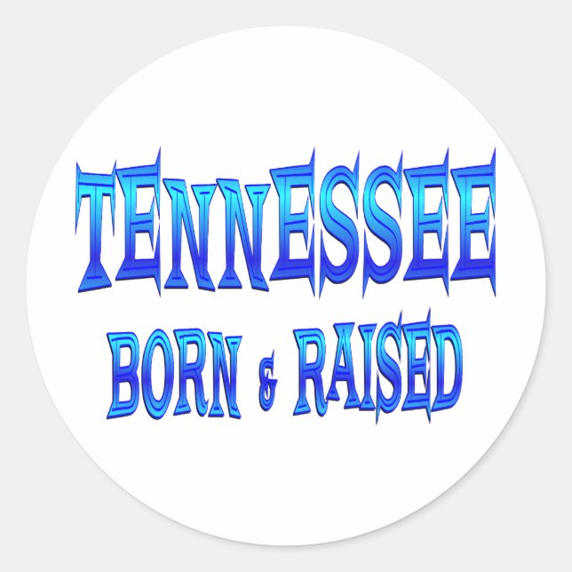 Sticker Rond Tennessee né et élevé (Devant)