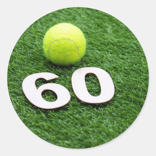 Sticker Rond Tennis 60e anniversaire avec balle de tennis (Devant)