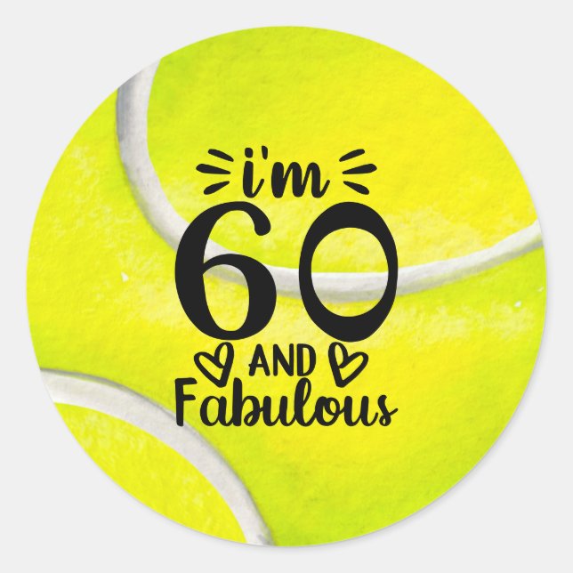 Sticker Rond Tennis 60e anniversaire avec balle de tennis (Devant)
