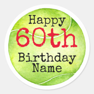Sticker Rond Tennis 60e anniversaire avec balle de tennis et no