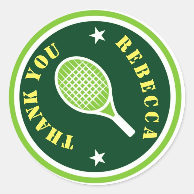 Sticker Rond Tennis Anniversaire Merci sur mesure (Devant)