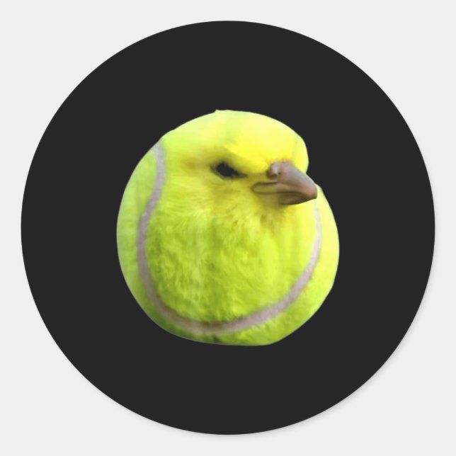 Sticker Rond Tennis Bird Meme Round Budgie Tennis Ball  (Devant)