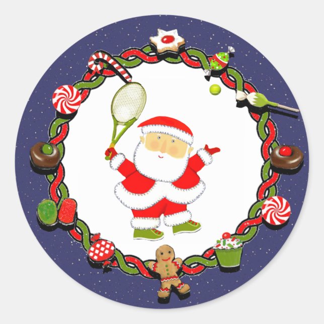 Sticker Rond Tennis Christmas Holiday (Devant)