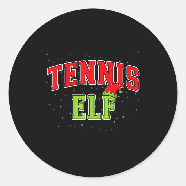 Sticker Rond Tennis Elf Christmas Family Matching Group Xmas  (Devant)