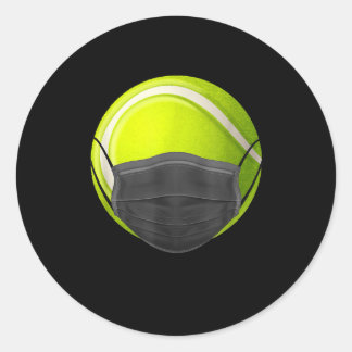Sticker Rond Tennis Face Mask Funny Tennis Quarantine Cadeau Ra