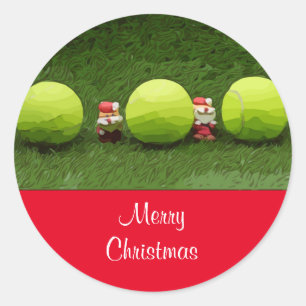 Sticker Rond Tennis Joyeux Noël avec balle de tennis et Père No