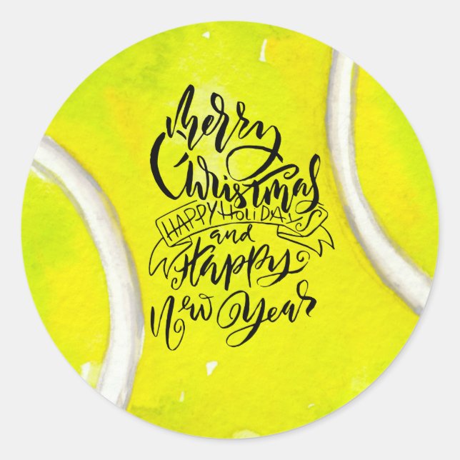 Sticker Rond Tennis Joyeux thème Noël (Devant)