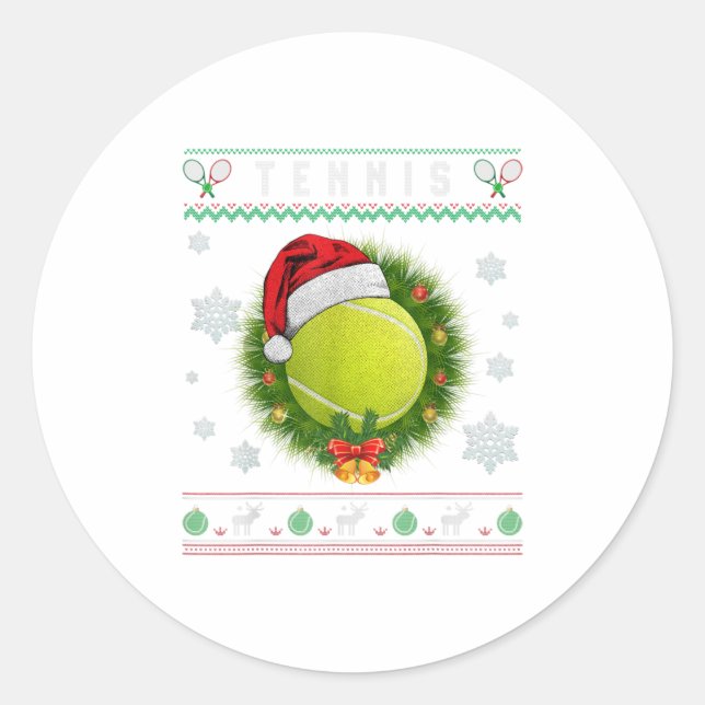 Sticker Rond Tennis Père Noël Moche Design Joyeux Noël Gif (Devant)