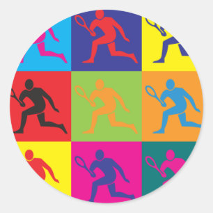 Sticker Rond Tennis Pop Art