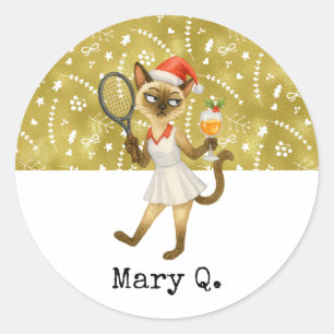 Sticker Rond Tennis sur le thème de Noël pour les amoureux des 