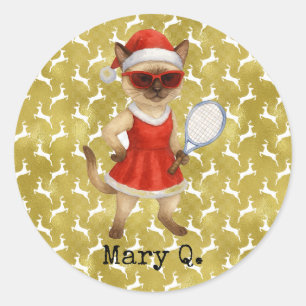 Sticker Rond Tennis sur le thème de Noël pour les amoureux des 