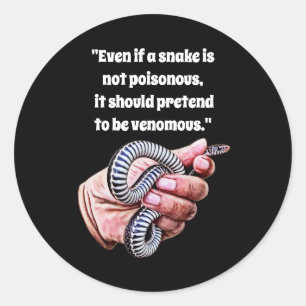Sticker Rond tenue à la main bébé serpent reptiles citations ar