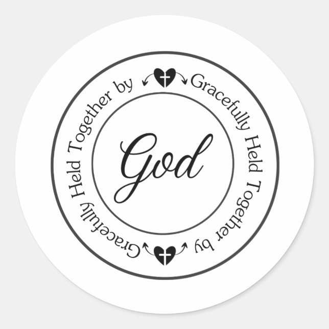Sticker Rond Tenue avec grâce par Dieu  (Devant)