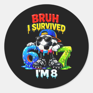 Sticker Rond Tenue d'anniversaire garçon 8 ans Soccer Drip Bro