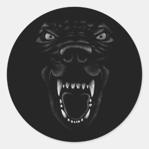 Sticker Rond Tenue de chien noir effrayant Masque Costume Hallo