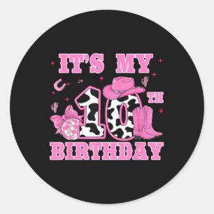 Sticker Rond Tenue de fille pour 10e anniversaire Rodéo Western