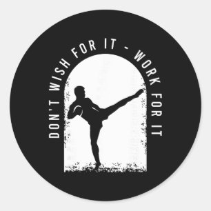 Sticker Rond Tenue de kickboxing drôle pour un kickboxeur 