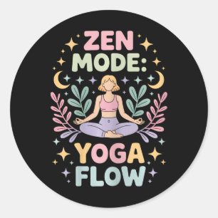 Sticker Rond Tenue de méditation rétro de yoga en mode Zen pour