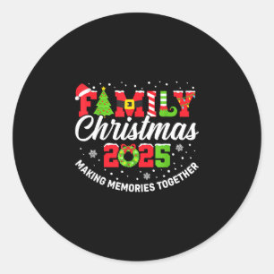 Sticker Rond Tenue de Noël familiale assortie 2025 équipe de No