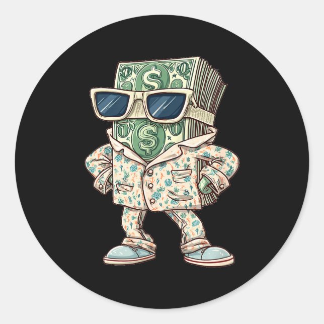 Sticker Rond Tenue de nuit décontractée pour amateurs d'argent  (Devant)