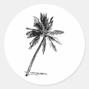 Sticker Rond Tenue de plage Palm Beachwear Surfing Aloha Rétro
