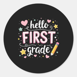 Sticker Rond Tenue de rentrée scolaire pour la 1re année d'équi