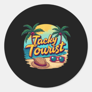 Sticker Rond Tenue de touriste ringarde de vacances Costume de