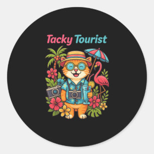 Sticker Rond Tenue de touriste ringarde de vacances Costume déj
