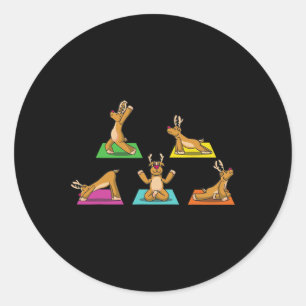 Sticker Rond Tenue de yoga pour rennes Dames Méditation Père No