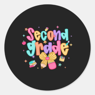 Sticker Rond Tenue Prépa Retour à l'École 2e Année Fille à Nœud