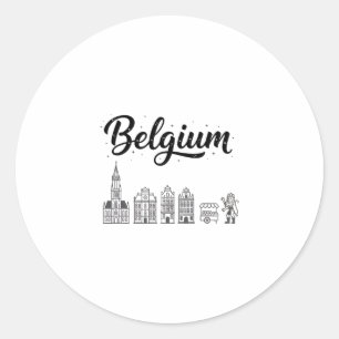 Sticker Rond Tenues de vacances de voyage de la Belgique Skylin